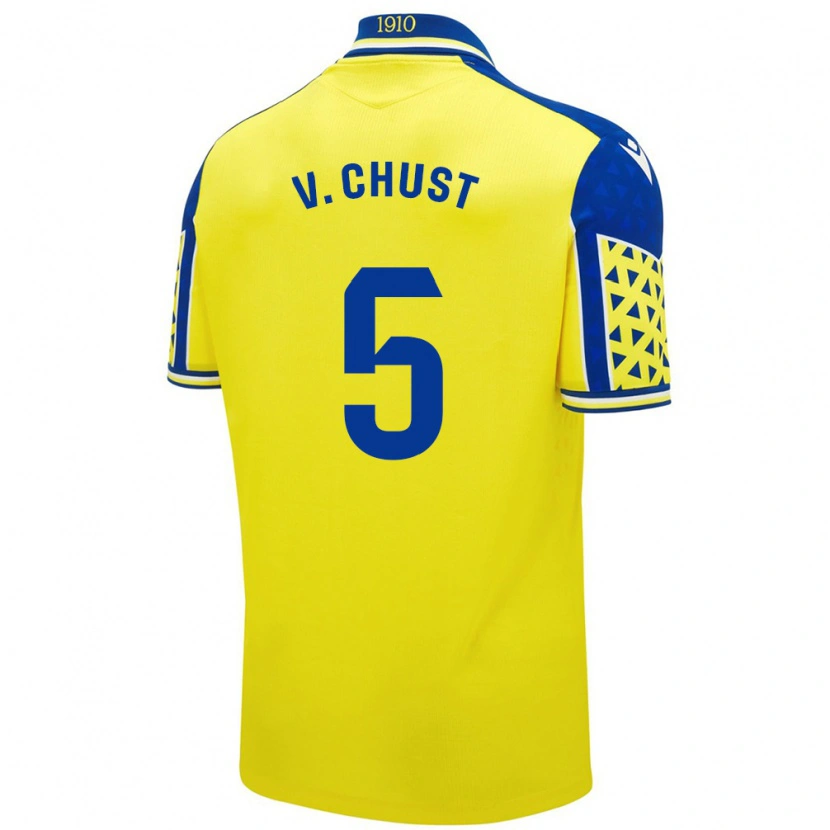 Danxen Uomo Maglia Víctor Chust #5 Giallo Blu Kit Gara Home 2024/25 Maglietta