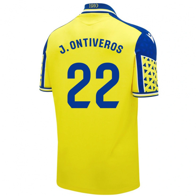 Danxen Uomo Maglia Javi Ontiveros #22 Giallo Blu Kit Gara Home 2024/25 Maglietta