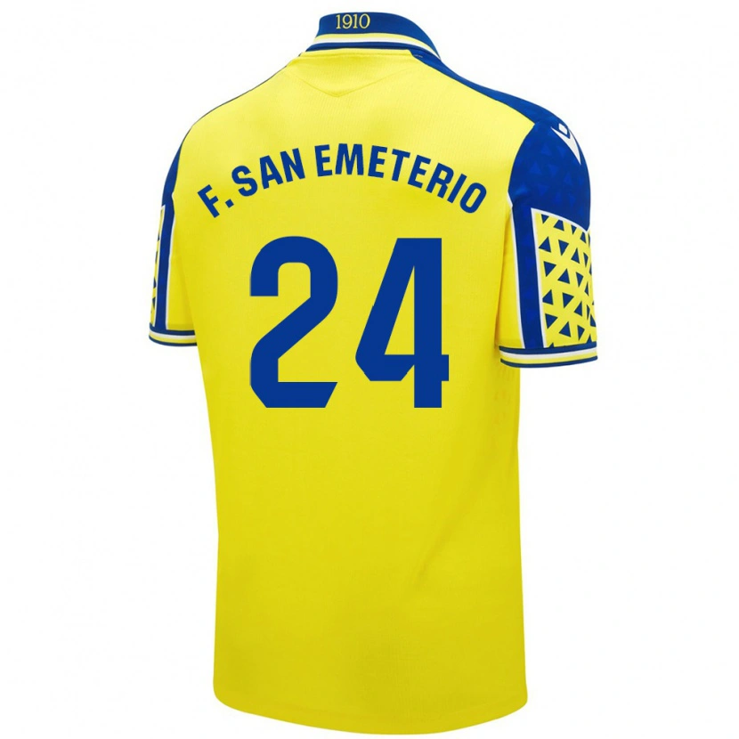 Danxen Uomo Maglia Fede San Emeterio #24 Giallo Blu Kit Gara Home 2024/25 Maglietta