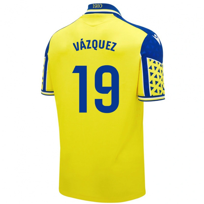 Danxen Uomo Maglia Borja Vázquez #19 Giallo Blu Kit Gara Home 2024/25 Maglietta