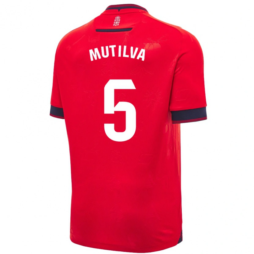 Danxen Uomo Maglia Christian Mutilva #5 Rosso Bianco Kit Gara Home 2024/25 Maglietta