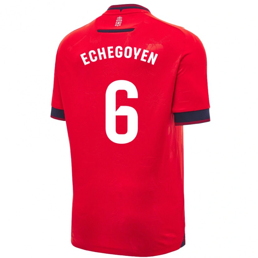 Danxen Uomo Maglia Mauro Echegoyen #6 Rosso Bianco Kit Gara Home 2024/25 Maglietta