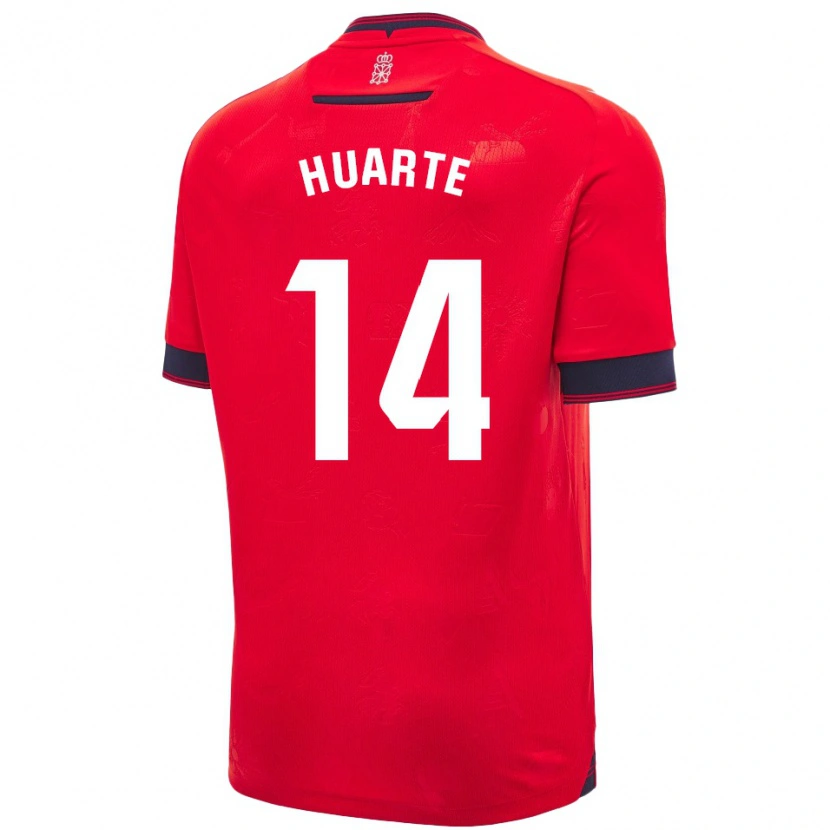 Danxen Uomo Maglia Xabi Huarte #14 Rosso Bianco Kit Gara Home 2024/25 Maglietta