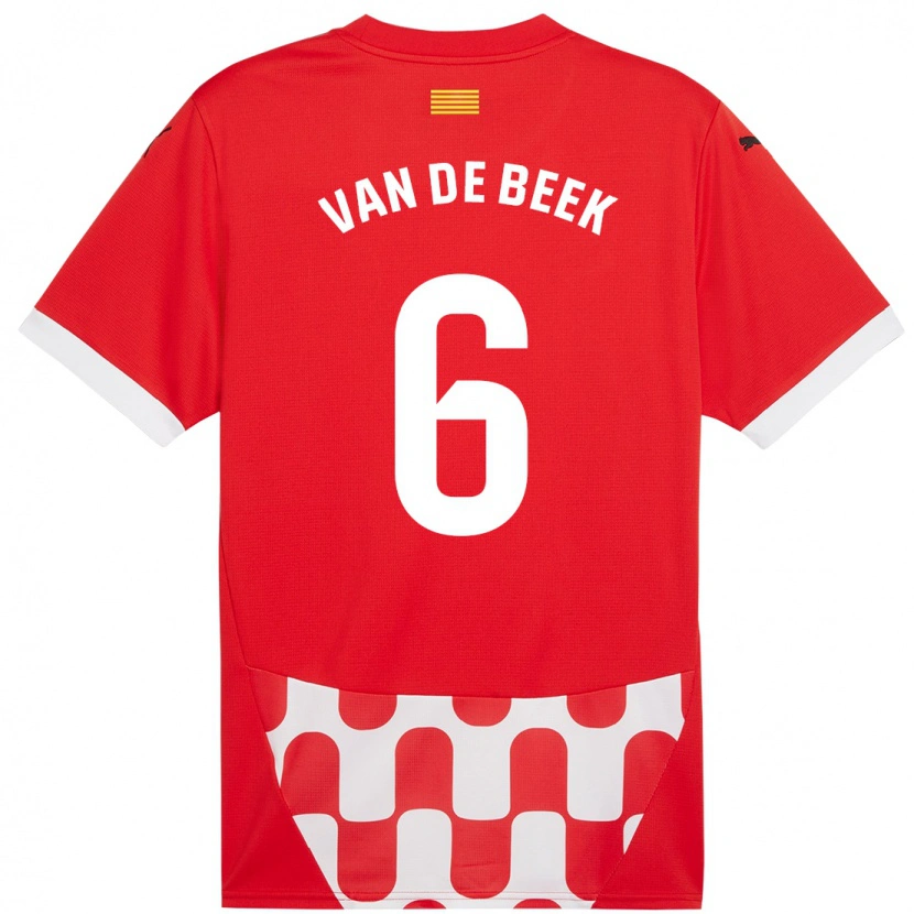 Danxen Uomo Maglia Donny Van De Beek #6 Rosso Bianco Kit Gara Home 2024/25 Maglietta