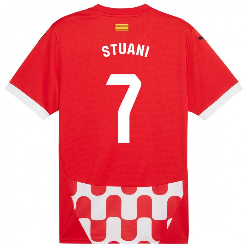 Danxen Uomo Maglia Cristhian Stuani #7 Rosso Bianco Kit Gara Home 2024/25 Maglietta