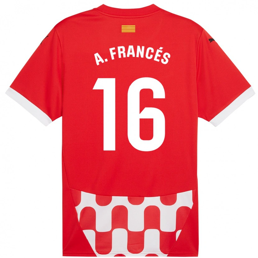 Danxen Uomo Maglia Alejandro Francés #16 Rosso Bianco Kit Gara Home 2024/25 Maglietta