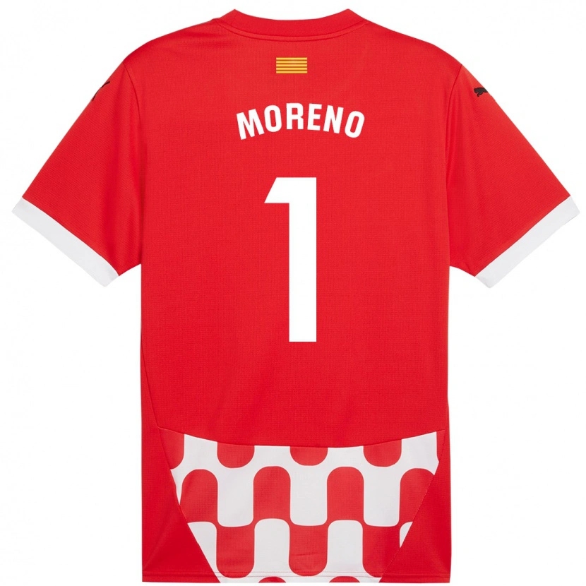 Danxen Uomo Maglia Gerard Moreno #1 Rosso Bianco Kit Gara Home 2024/25 Maglietta