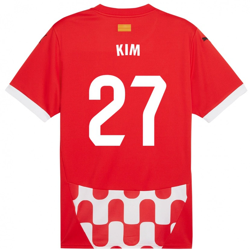 Danxen Uomo Maglia Min-Su Kim #27 Rosso Bianco Kit Gara Home 2024/25 Maglietta
