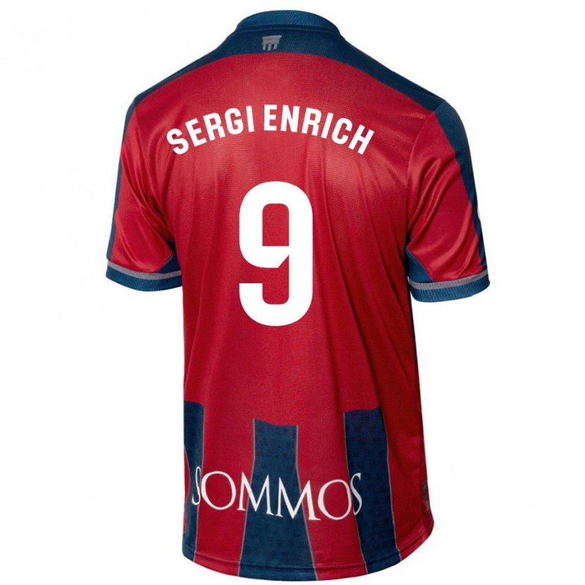 Danxen Uomo Maglia Sergi Enrich #9 Rosso Blu Kit Gara Home 2024/25 Maglietta