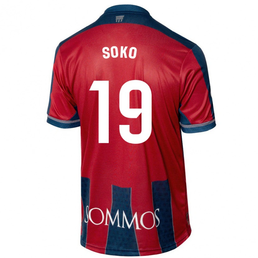 Danxen Uomo Maglia Patrick Soko #19 Rosso Blu Kit Gara Home 2024/25 Maglietta