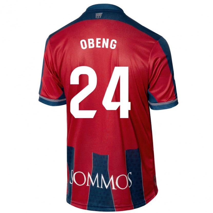 Danxen Uomo Maglia Samuel Obeng #24 Rosso Blu Kit Gara Home 2024/25 Maglietta