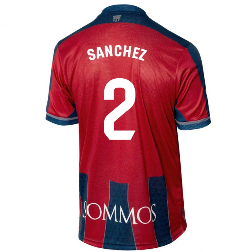 Danxen Uomo Maglia Paz Sánchez #2 Rosso Blu Kit Gara Home 2024/25 Maglietta