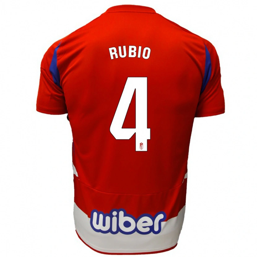 Danxen Uomo Maglia Miguel Rubio #4 Rosso Bianco Blu Kit Gara Home 2024/25 Maglietta