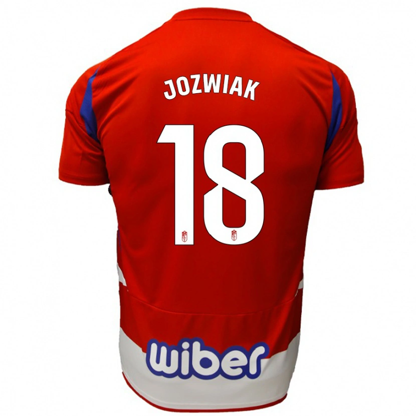 Danxen Uomo Maglia Kamil Jóźwiak #18 Rosso Bianco Blu Kit Gara Home 2024/25 Maglietta