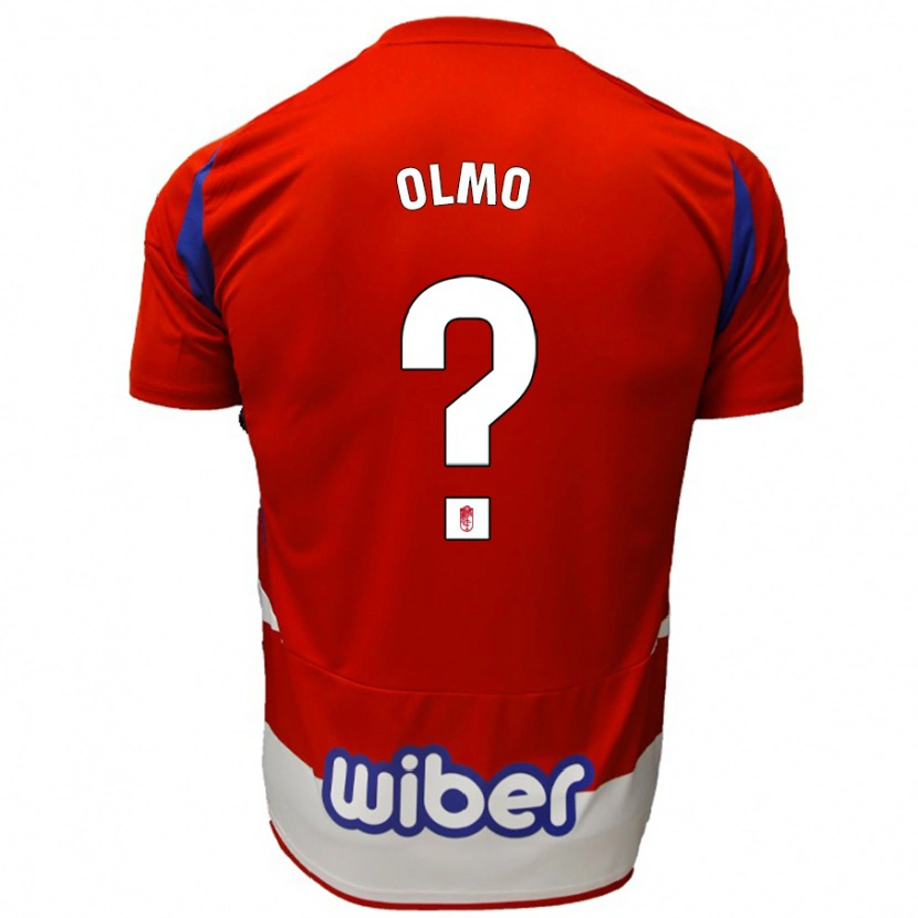 Danxen Uomo Maglia Ismael Olmo #0 Rosso Bianco Blu Kit Gara Home 2024/25 Maglietta