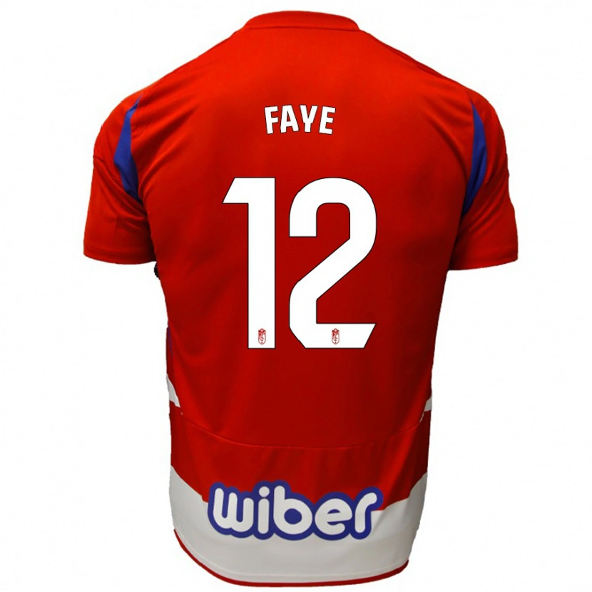 Danxen Uomo Maglia Serigne Faye #12 Rosso Bianco Blu Kit Gara Home 2024/25 Maglietta
