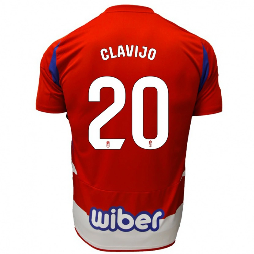 Danxen Uomo Maglia Dani Clavijo #20 Rosso Bianco Blu Kit Gara Home 2024/25 Maglietta