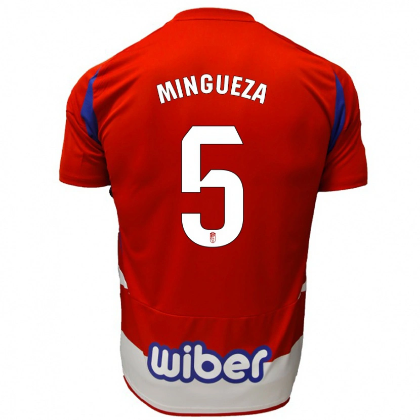 Danxen Uomo Maglia Ariadna Mingueza #5 Rosso Bianco Blu Kit Gara Home 2024/25 Maglietta