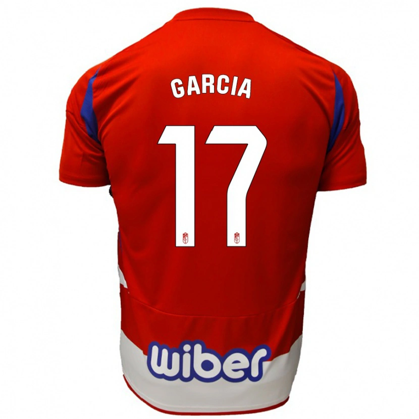 Danxen Uomo Maglia Naima García #17 Rosso Bianco Blu Kit Gara Home 2024/25 Maglietta