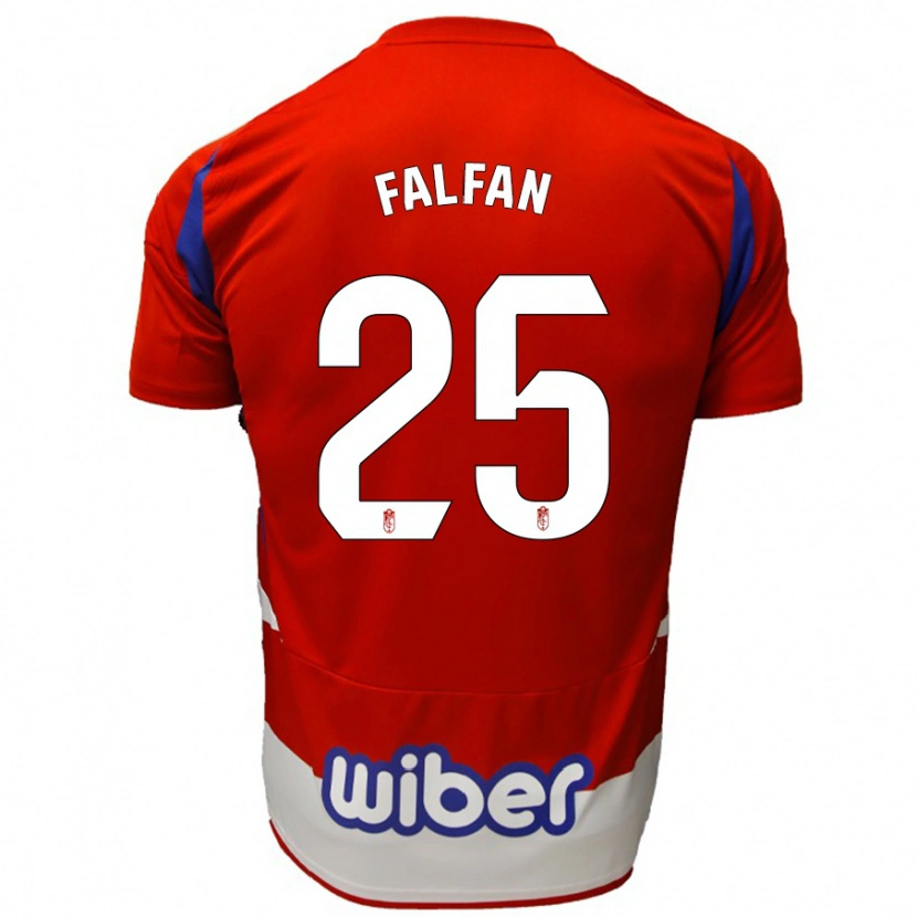 Danxen Uomo Maglia Daiana Falfán #25 Rosso Bianco Blu Kit Gara Home 2024/25 Maglietta