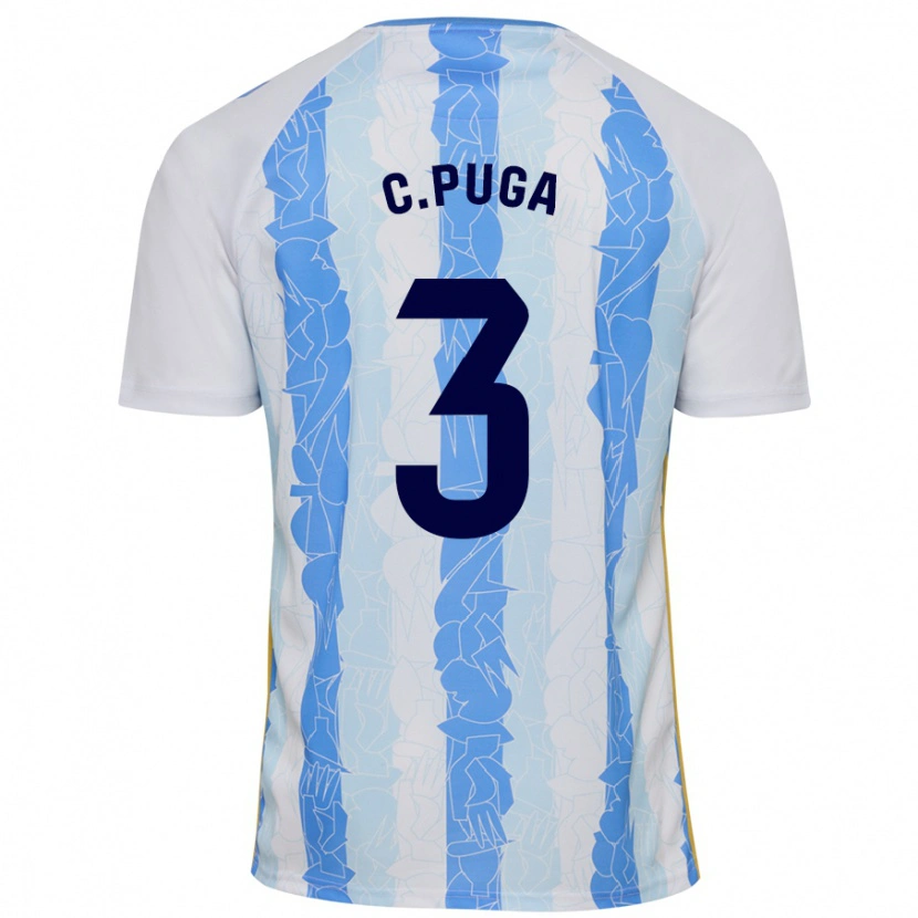 Danxen Uomo Maglia Carlos Puga #3 Bianco Blu Kit Gara Home 2024/25 Maglietta