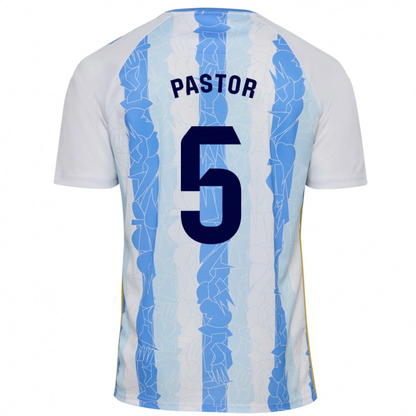 Danxen Uomo Maglia Álex Pastor #5 Bianco Blu Kit Gara Home 2024/25 Maglietta