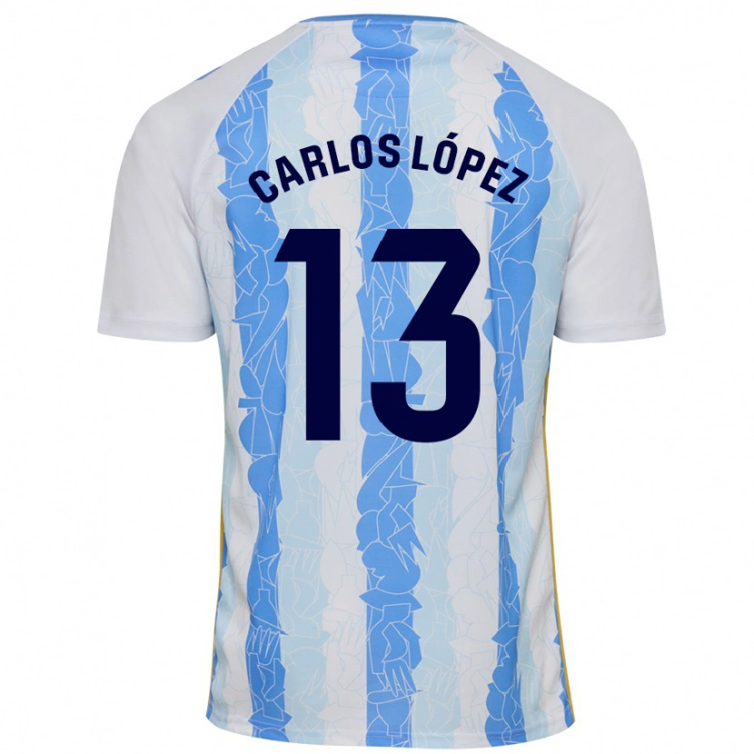 Danxen Uomo Maglia Carlos López #13 Bianco Blu Kit Gara Home 2024/25 Maglietta