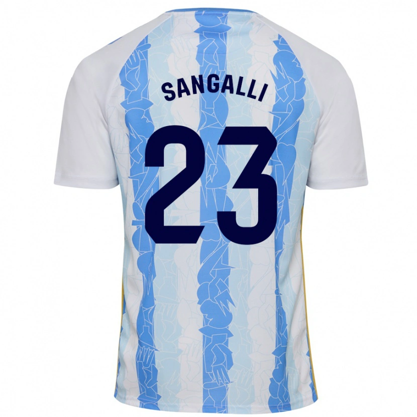 Danxen Uomo Maglia Luca Sangalli #23 Bianco Blu Kit Gara Home 2024/25 Maglietta