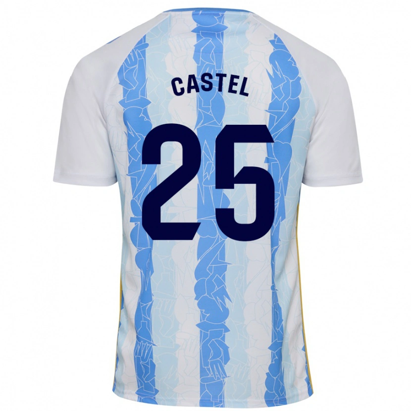 Danxen Uomo Maglia Sergio Castel #25 Bianco Blu Kit Gara Home 2024/25 Maglietta