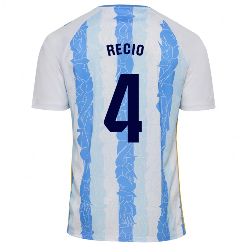 Danxen Uomo Maglia Ángel Recio #4 Bianco Blu Kit Gara Home 2024/25 Maglietta