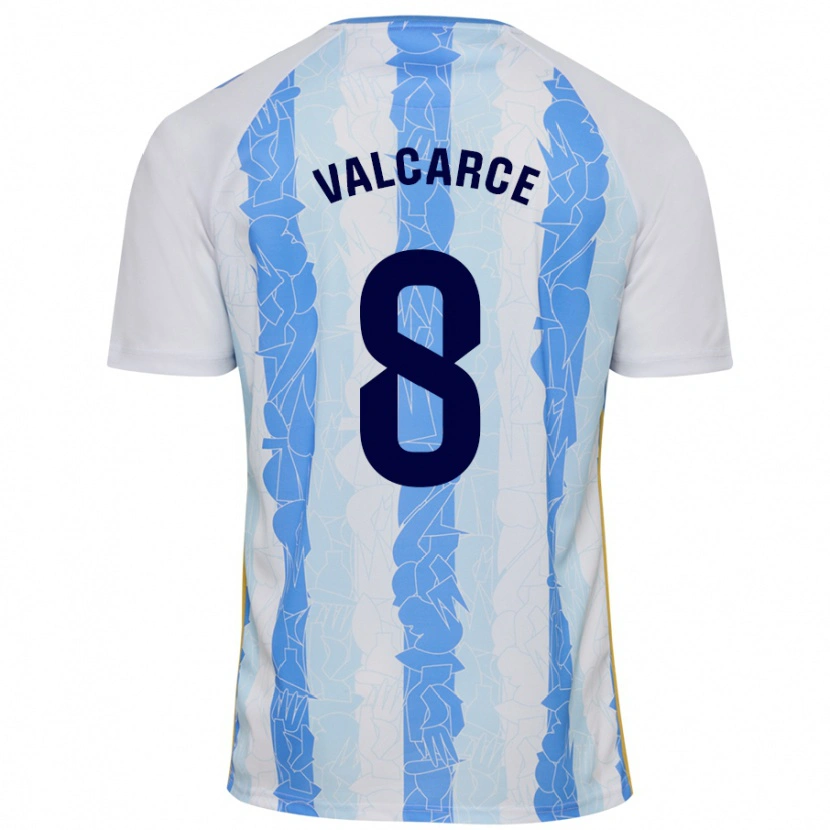 Danxen Uomo Maglia Alejandro Valcarce #8 Bianco Blu Kit Gara Home 2024/25 Maglietta
