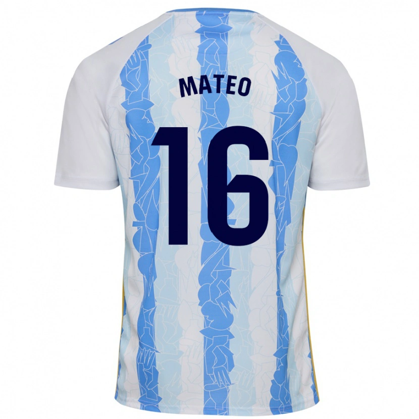Danxen Uomo Maglia Ángel Mateo #16 Bianco Blu Kit Gara Home 2024/25 Maglietta