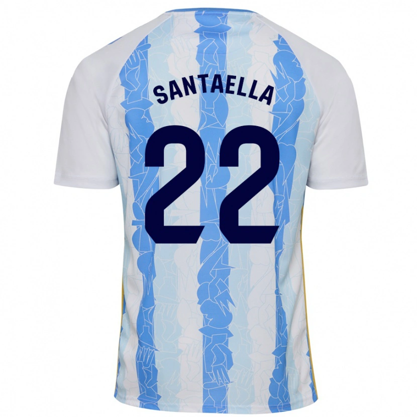 Danxen Uomo Maglia Miguel Ángel Santaella #22 Bianco Blu Kit Gara Home 2024/25 Maglietta