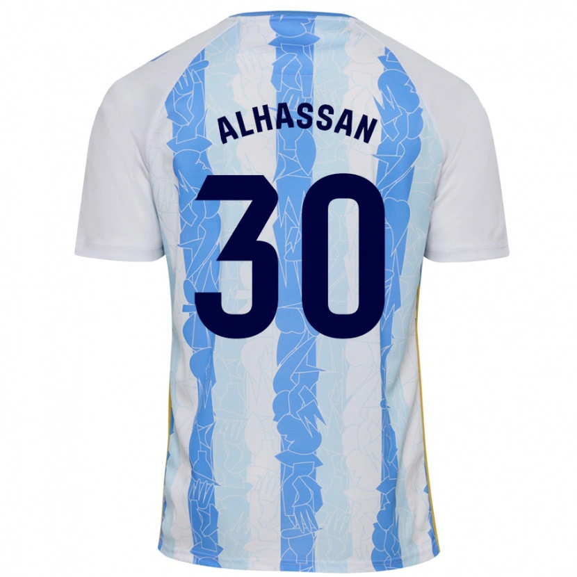 Danxen Uomo Maglia Mubarak Alhassan #30 Bianco Blu Kit Gara Home 2024/25 Maglietta
