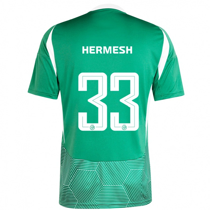 Danxen Uomo Maglia Liam Hermesh #33 Verde Bianco Kit Gara Home 2024/25 Maglietta