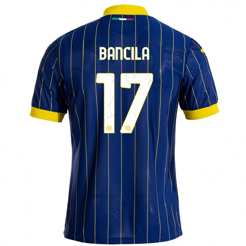 Danxen Uomo Maglia Darius Băncilă #17 Blu Giallo Kit Gara Home 2024/25 Maglietta