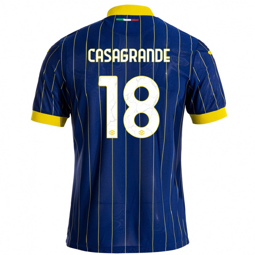 Danxen Uomo Maglia Davide Casagrande #18 Blu Giallo Kit Gara Home 2024/25 Maglietta