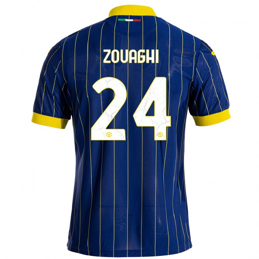 Danxen Uomo Maglia Thomas Zouaghi #24 Blu Giallo Kit Gara Home 2024/25 Maglietta