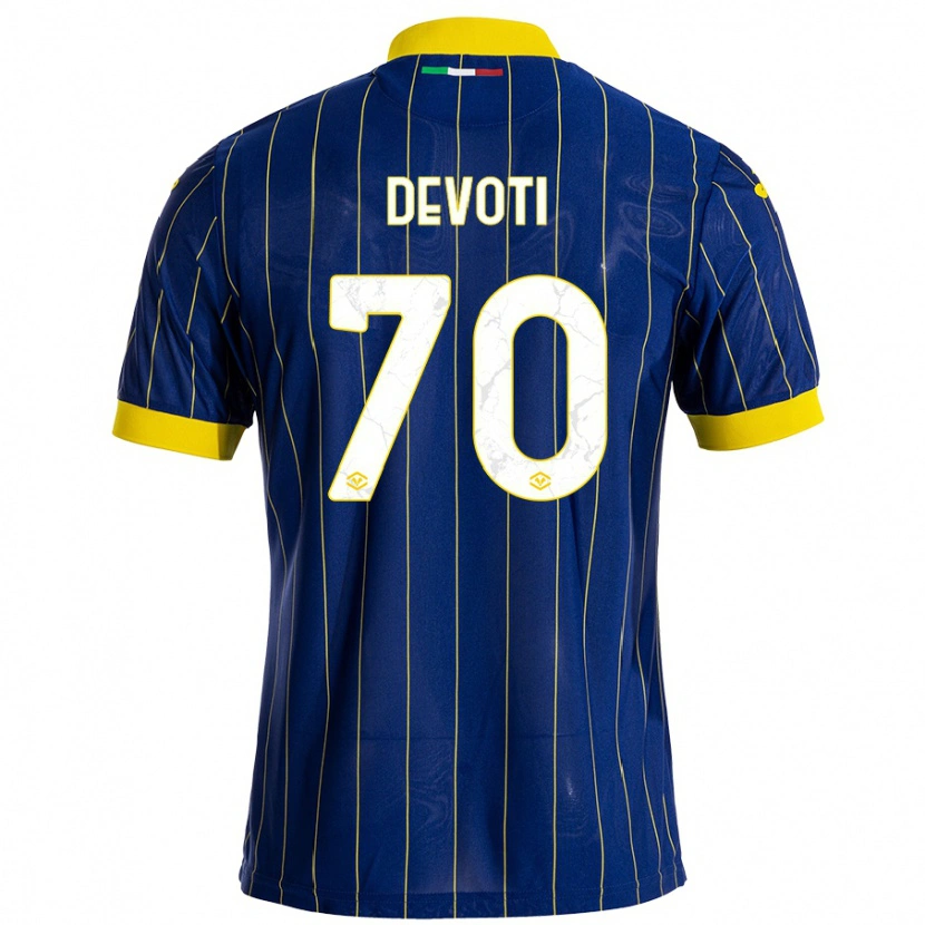 Danxen Uomo Maglia Andrea Devoti #70 Blu Giallo Kit Gara Home 2024/25 Maglietta