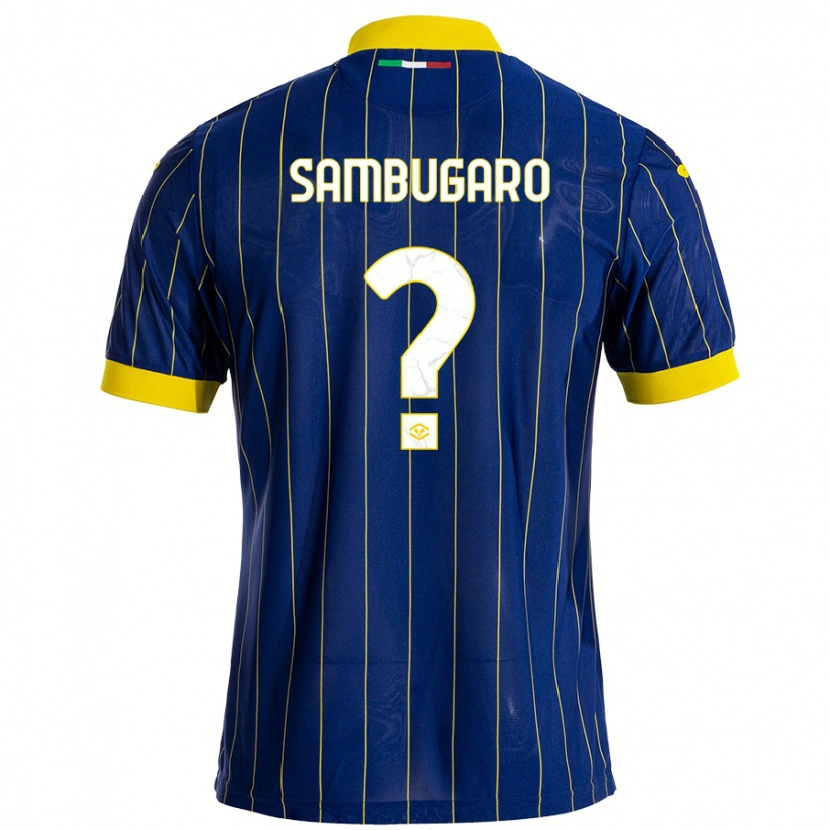 Danxen Uomo Maglia Mattia Sambugaro #0 Blu Giallo Kit Gara Home 2024/25 Maglietta