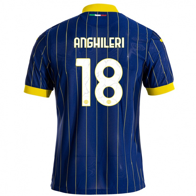 Danxen Uomo Maglia Federica Anghileri #18 Blu Giallo Kit Gara Home 2024/25 Maglietta