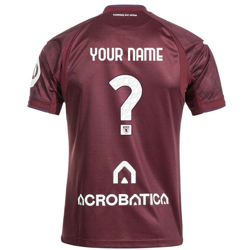 Danxen Uomo Maglia Il Tuo Nome #0 Marrone Bianco Kit Gara Home 2024/25 Maglietta