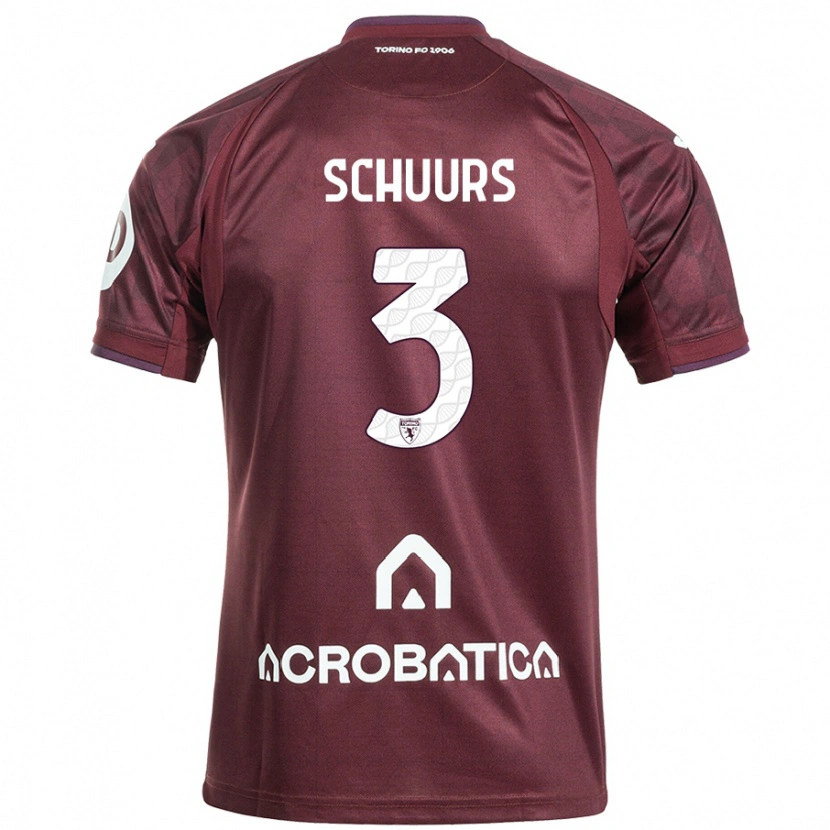 Danxen Uomo Maglia Perr Schuurs #3 Marrone Bianco Kit Gara Home 2024/25 Maglietta