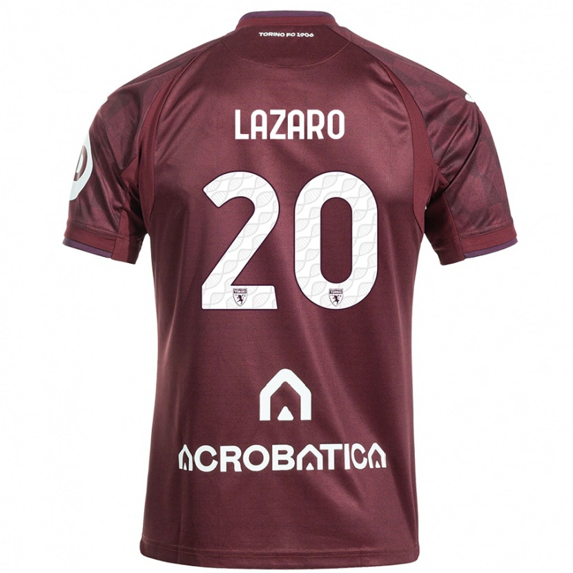 Danxen Uomo Maglia Valentino Lazaro #20 Marrone Bianco Kit Gara Home 2024/25 Maglietta