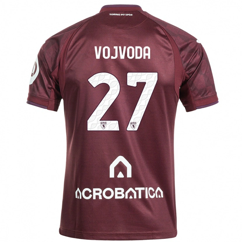 Danxen Uomo Maglia Mërgim Vojvoda #27 Marrone Bianco Kit Gara Home 2024/25 Maglietta