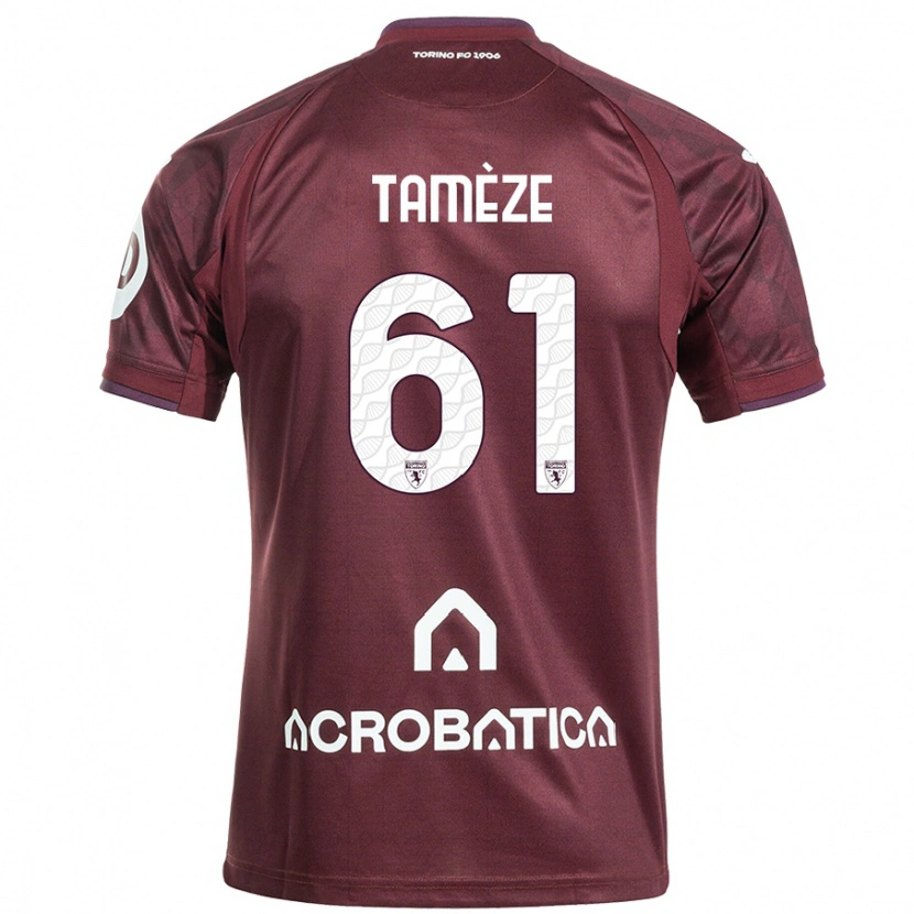 Danxen Uomo Maglia Adrien Tamèze #61 Marrone Bianco Kit Gara Home 2024/25 Maglietta