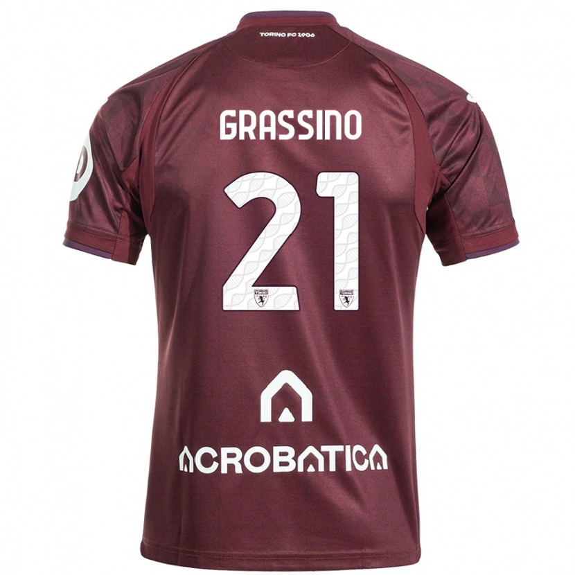 Danxen Uomo Maglia Giulia Grassino #21 Marrone Bianco Kit Gara Home 2024/25 Maglietta