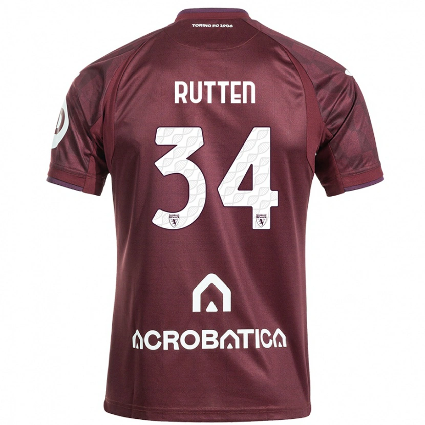 Danxen Uomo Maglia Jill Rutten #34 Marrone Bianco Kit Gara Home 2024/25 Maglietta