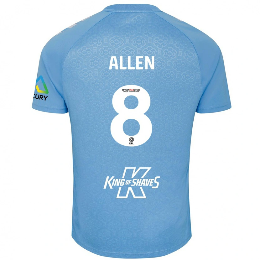 Danxen Uomo Maglia Jamie Allen #8 Blu Bianco Kit Gara Home 2024/25 Maglietta