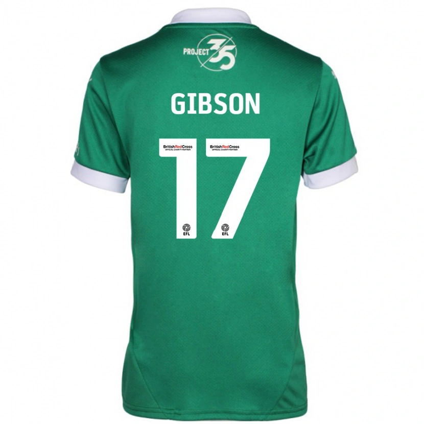 Danxen Uomo Maglia Lewis Gibson #17 Verde Bianco Kit Gara Home 2024/25 Maglietta